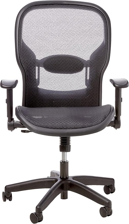 Space Seating 23 Series Professional Dark Air Grid Seat and Back Manager’s Office Chair with Adjustable Lumbar Support and Padded Arms, Black