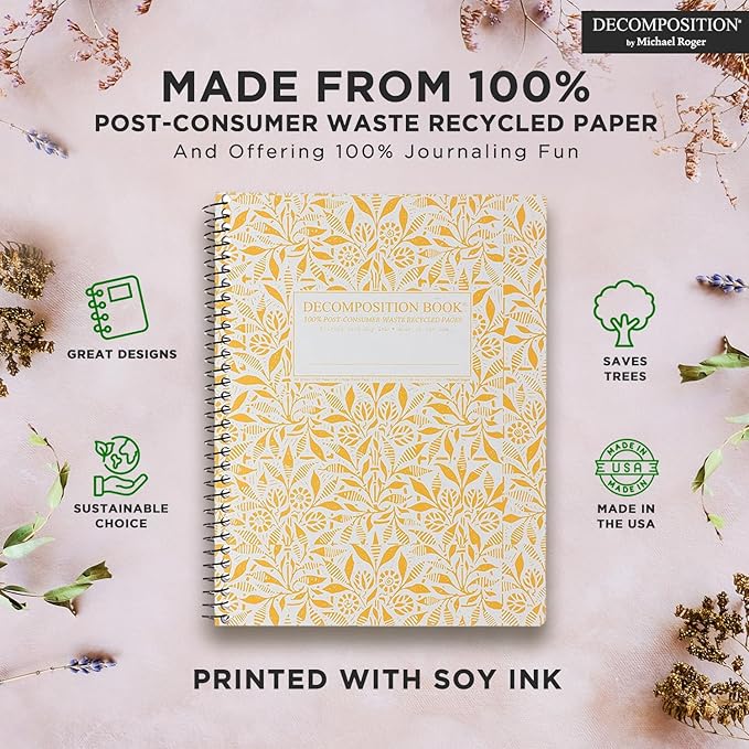 Decomposition Fields of Plenty College Ruled Spiral Notebook - 9.75 x 7.5 Journal with 160 Lined Pages - 100% Recycled Paper - Cute Notebooks for School Supplies, Home & Office - Made in USA