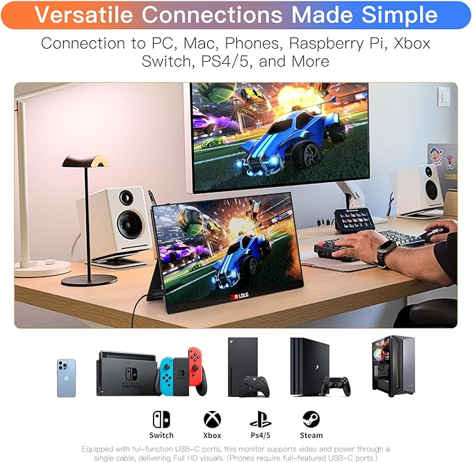 13.5''Portable Monitor for latop ,2K FHD 60HZ Laptop Monitor Screen,USB-C and HDMI Inputs, Ultra-Slim IPS Panel with HDR and Premium Smart Cover & Speakers for Laptop,PC,Phone,PS4/5,Switch,Mac,Xbox