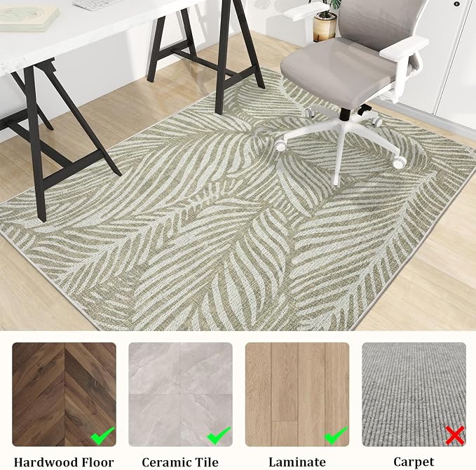 Office Chair Mat for Hardwood Floor, 48"x36" Easy Glide Computer Desk Mat Protector for Rolling Chair Under Desk Rug Nonslip Backing, Machine Wash (Modern)