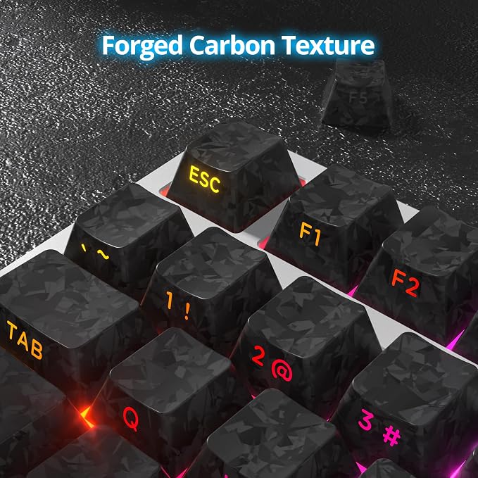 Fogruaden PBT Keycaps Set, Cherry Profile Custom Keycap for Mechanical Keyboard Keycaps(CarbonBlack)