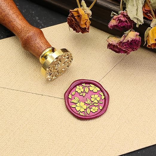 SWANGSA Botanical Begonia Wax Seal Stamp Kit with 200pcs Sealing Wax Beads, Great for Embellishment of Wedding Invitations, Wine Packages, Gift Wraps