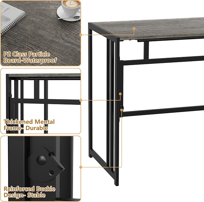 Elephance 40" Folding Computer Desk No Assembly Needed Foldable Small Home Office Desk Study Writing Desk Gaming Table for Small Space