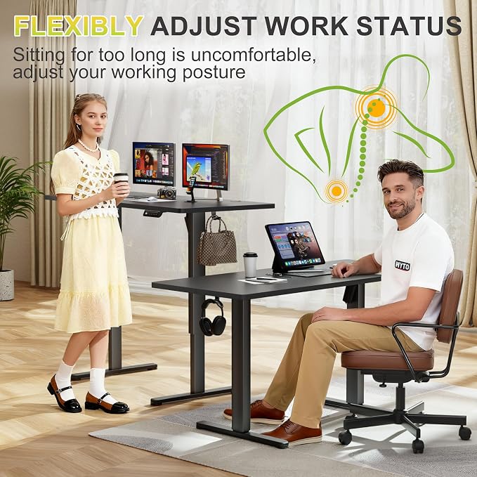 Furmax Electric Standing Desk, 45 x 24 Inches Sit Stand up Desk, Sit Stand Height Adjustable Home Office Desk with 4 Height Position Memory (Black, 45)