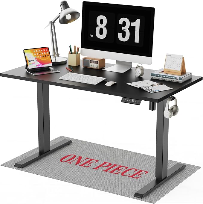 WALKINGDESK 48x24 Inches Whole Piece Electric Standing Desk, Seamless One Piece Height Adjustable Sit to Stand up Desk for Home Office, Ergonomic Computer Workstation, Black