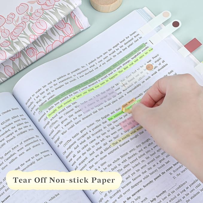 Temiary 3000Pcs Reusable Transparent Highlighter Tape, Short Highlighting Strips Index Tabs, Aesthetic Sticky Notes for Office School Supplies
