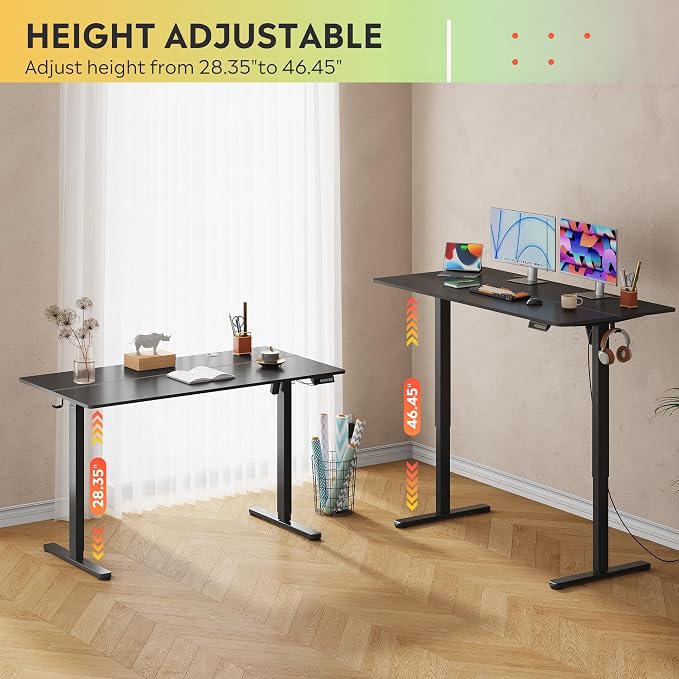 DEVAISE 55 Inch Standing Desk with Split Top, Ergonomic Computer Desk, Black