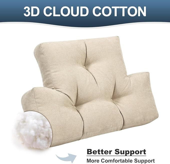 Back Pillow for Recliner Lumbar Support Pillow Soft and Fluffy Back Support Cushion Thick Lumbar Cushion for Chairs, Recliners,Sofa, Couch and Bed for Pain Relief Beige