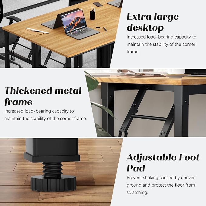 Need Office Computer Desk -35.8 L Sturdy and Heavy Duty Folding Laptop Table,Writing Table/Home Office Desk/Sewing Table, No Assembly Required, Teak & Black Frame