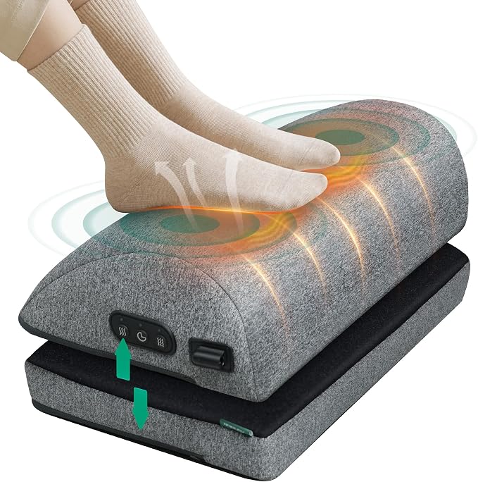 Snailax Heated Foot Rest Under Desk at Work, FSA Eligble Desk Foot Stool with Heat & Vibration Massage, Fathers Day Dad Gifts for Men, Foot Warmer Feet Heater for Office Chair, Gaming Home Use