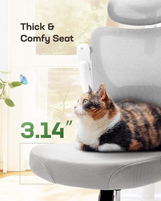 Marsail Ergonomic Office Chair with 3D Armrests, Pack of 5 | Office Desk Chair with High Back Mesh, Adjustable Lumbar Support, Rolling Work Swivel Task Chairs with Wheel, Headrest, home