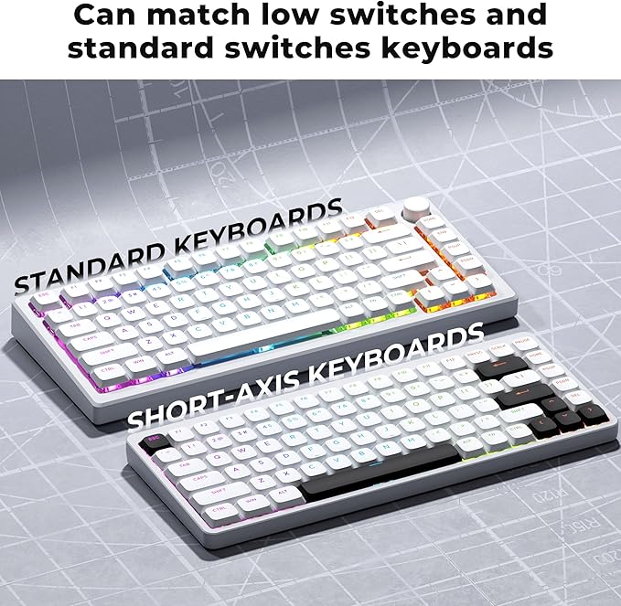 XVX Low Profile White Keycaps, Shine Through Keycap Set, Double Shot PBT Key caps, Bow Keyboard Keycaps Compatibility for 60% 75% 80% 85% 100% MX Switches Mechanical Keyboard