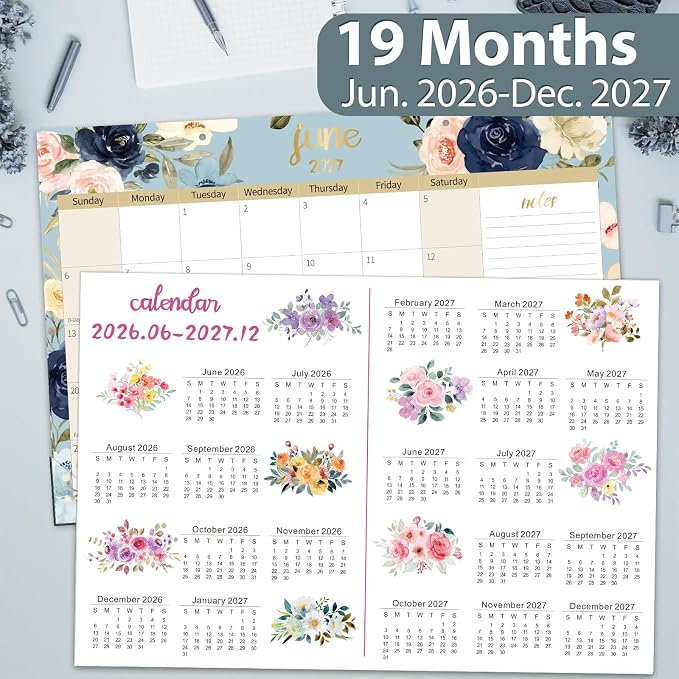 Guasslee Desk Calendar 2026, Large Desk Top Calendar 2026, 19-Month Academic Wall Calendar From Jun. 2026 to Dec. 2027 With To-Do List, Notes For School Year Office Home Teacher Planning, 17" x 11.5"