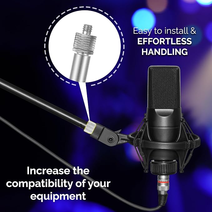 IXTECH Mic Stand Adapter Set 8 pieces Metal Microphone Stand Screw Thread Adapter 5/8 Female to 3/8 Male 3/8 Female to 5/8 Male 5/8 Female to 1/4 Male 1/4 Female to 5/8 Male Tripod Adapter ADP01A Slvr