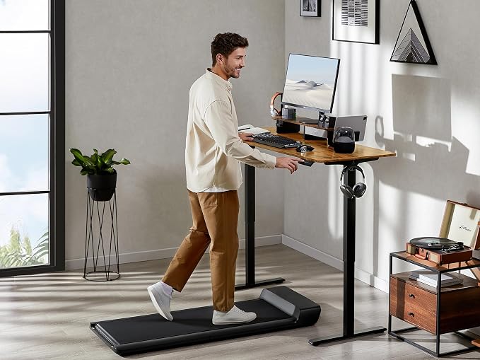 WALKINGDESK 63x24 Inches Electric Standing Desk with Drawer and Monitor Stand, Height Adjustable Sit to Stand up Desk for Home Office, Ergonomic Computer Table with Phone Holder, 3 Hooks, Rustic Brown