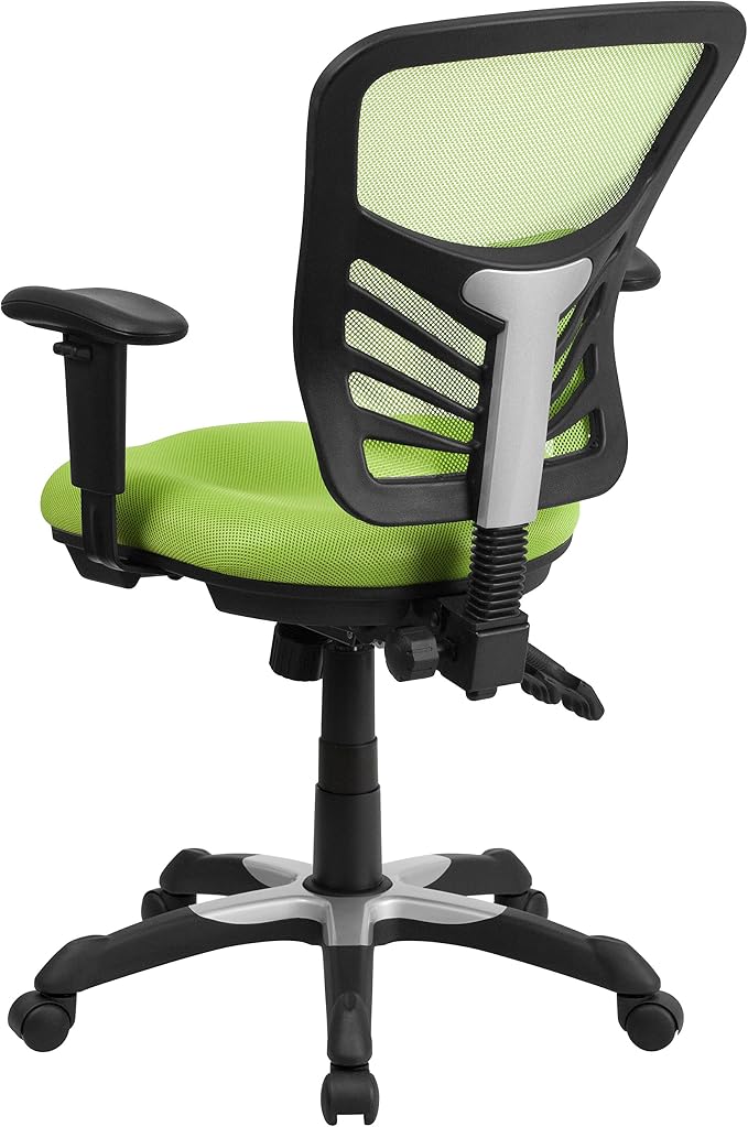 Flash Furniture Nicholas Mid-Back Swivel Office and Gaming Chair, Ergonomic Mesh Office Chair with Adjustable Lumbar Support and Height, Green