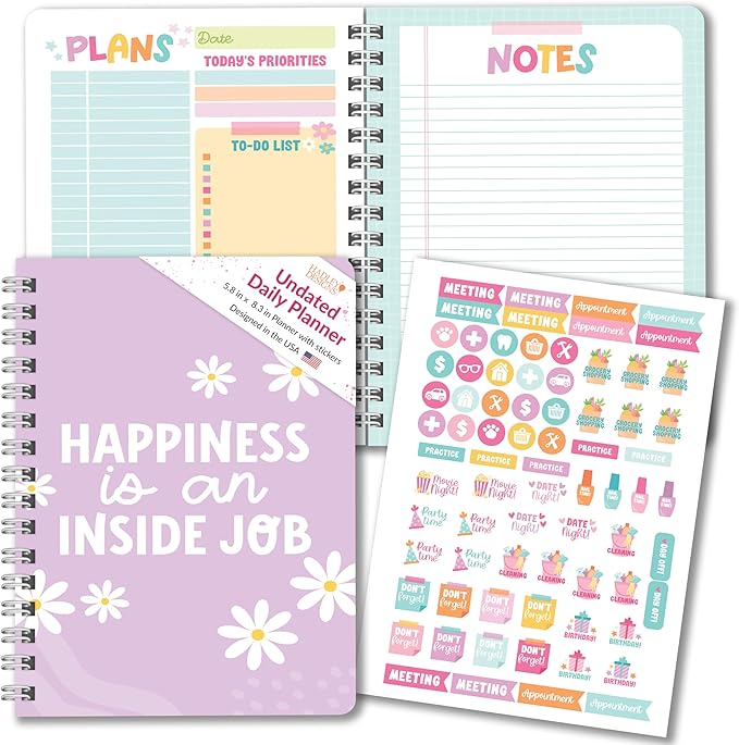 Undated Daily Planner Notebook - Undated Planner Notebooks, Daily To Do List Planners, To Do List Notebook for Work Organization, Day Schedule Planners for Kids and Adults