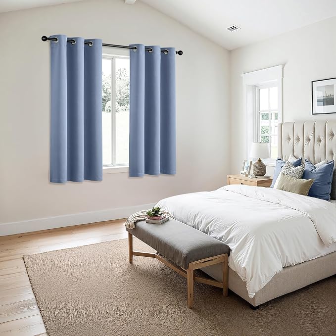 MIULEE Blackout Curtains for Bedroom Living Room 2 Panels, Thermal Insulated Room Darkening Drapes Grommet Noise Reducing Light Blocking Window Treatments 54 Inches Long 40x54 Inch Denim Blue
