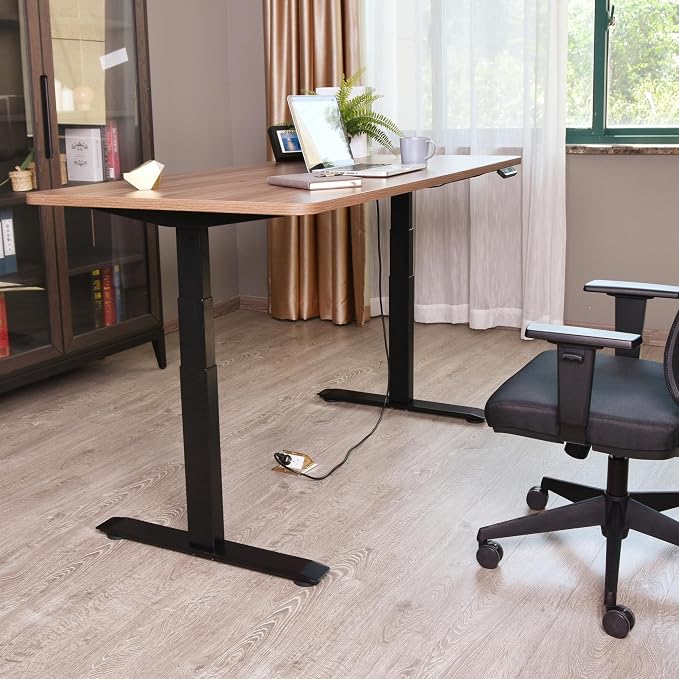 Fromann Dual Motor Standing Desk Frame 3 Tier Legs Sit Stand up Electric Height Adjustable Desk Base for Home and Office (Black)