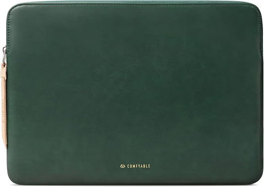 Comfyable Slim Protective Laptop Sleeve Compatible with 13/13.3/14 Inch MacBook Air & MacBook Pro, Mac Travel Case, Laptop Pouch, Slim PU Leather Cover M5/M4/M3/M2/M1 2025-2021, Midnight Green