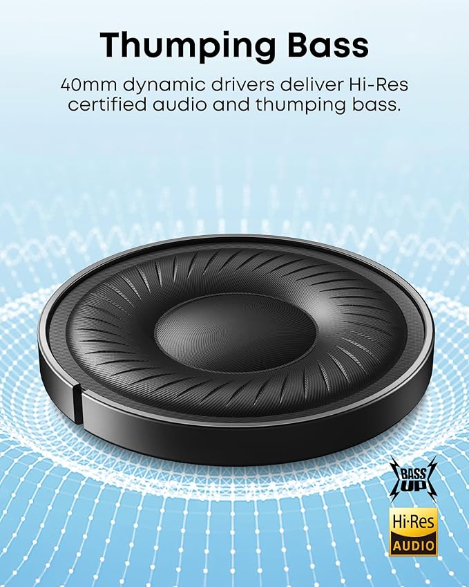 Soundcore by Anker Q20i Hybrid Active Noise Cancelling Headphones, Wireless Over-Ear Bluetooth, 40H Long ANC Playtime, Hi-Res Audio, Big Bass, Customize via an App, Transparency Mode (White) (Renewed)