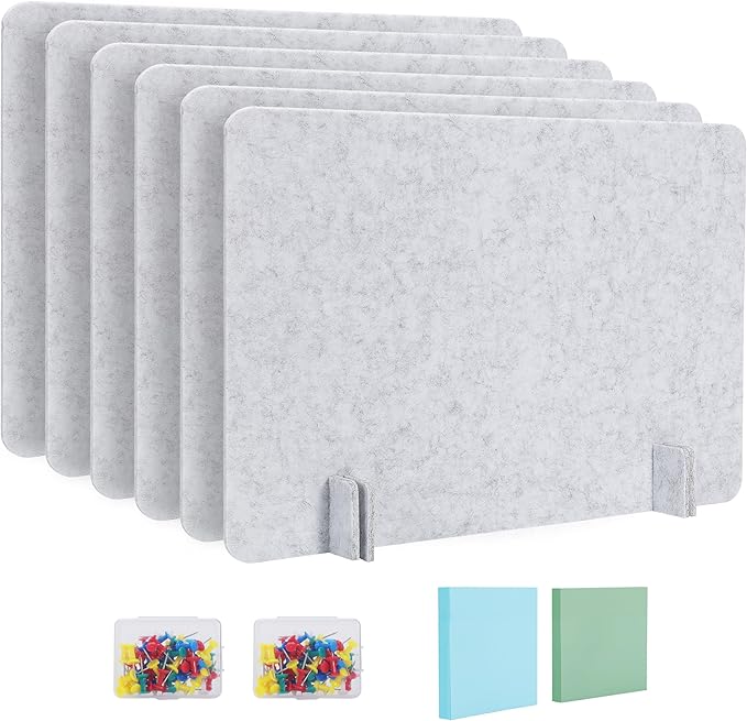 Desk Privacy Panel Acoustic Divider Panel Portable Desk Partition Desk Divider Noise Visual Isolate Table Divider for Student Study Office Library (Gray-6, 15.75" x 23.6")