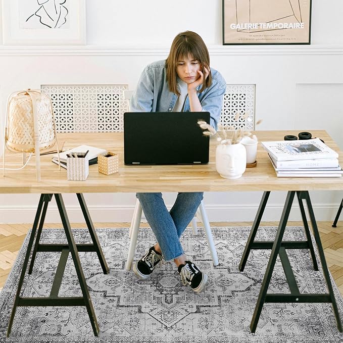 chakme Office Chair Mat for Hardwood Floor, 60"x45" Easy Glide Computer Desk Mat Protector for Rolling Chair Under Desk Rug Nonslip Backing, Machine Wash, (Boho)