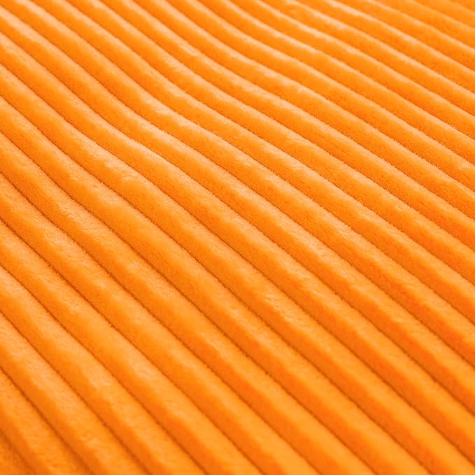 Vessia Flannel Fleece King Size Bed Blanket(108x90 inch), 300GSM Orange Striped Bed Blanket for Adults, Super Soft Warm Cozy Lightweight Ribbed Decor for All-Season