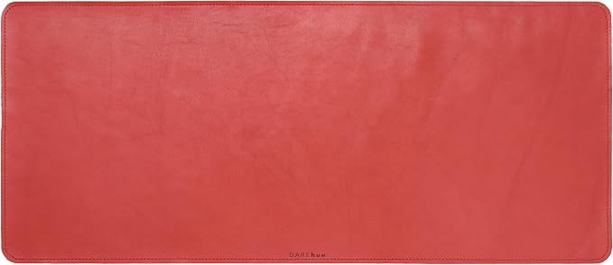 Full Grain Genuine Leather Desk Pad – Red (L) - Premium Desk Mat with Non-Slip Backing, Thick 3mm, Office Desk Protector for Work & Gaming (Large 27.6 x 11.8 inch)