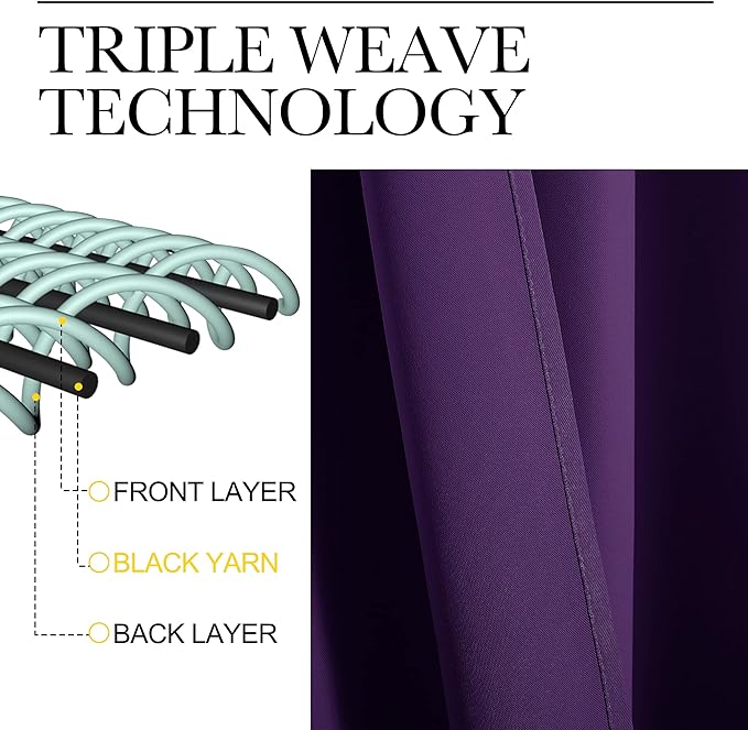 NICETOWN Blackout Curtain 57 inch Length, W55 x L57 Inch, Royal Purple, 8 Grommets Top, 1 Piece, Thermal Insulated Modern Window Treatment Soundproof Drape Panel for Bedroom/Living Room