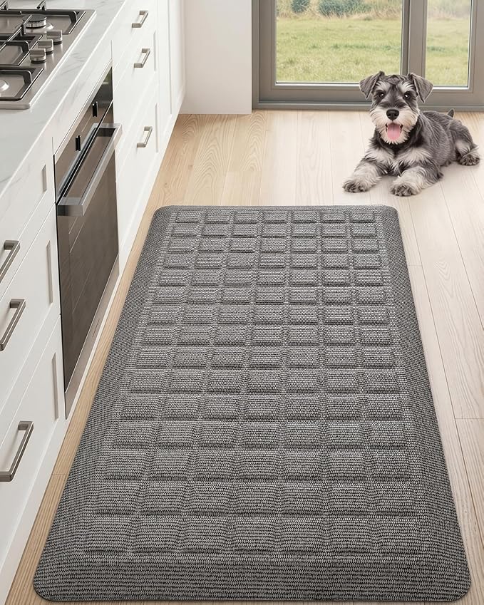 Color&Geometry Kitchen Floor Mat 20x39 Extra Thick Anti Fatigue, Grey | 0.9in High Dense Foam Mat For Standing Comfort,Easy Clean,Stain Resistant,Beveled Safe Edges,Stress/Pian Relief,Foot Rest