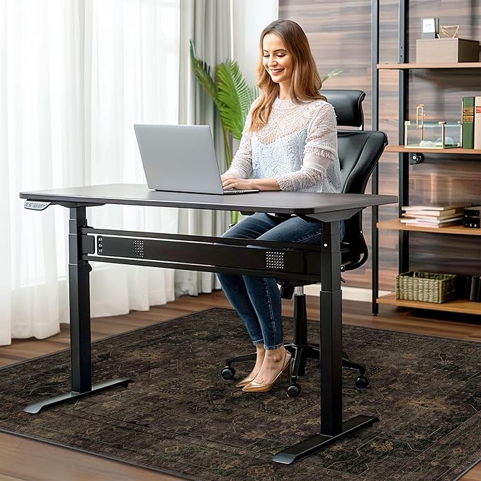 36"x48" Office Chair Mat for Hardwood Tile Floor, Under Desk Carpet Protector for Rolling Computer Chair Mat, Machine Washable Area Rug, Anti-Slip 1/5" Thick Low Pile Thin Vinyl Floor Mat, Brown