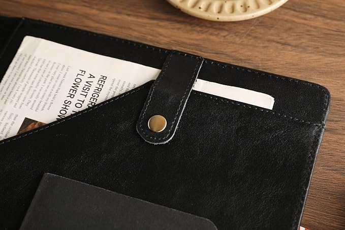 Personalized Leather Padfolio for Lefty, Business Portfolio Binder with Notepad Holder, Legal Pad Portfolio Folder for Men/Women - Black