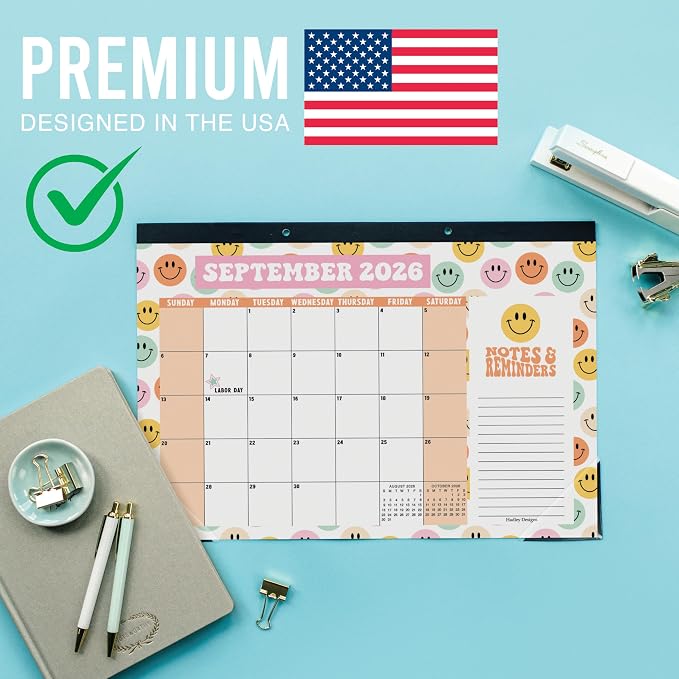 Hadley Designs Large Teacher Desk Calendar 2026-2027 - Desktop Calendar 2026, 18-Month Desk Calendars for Home, Office & Classroom, Cute Classroom Must Haves, Back to School Teacher Gifts