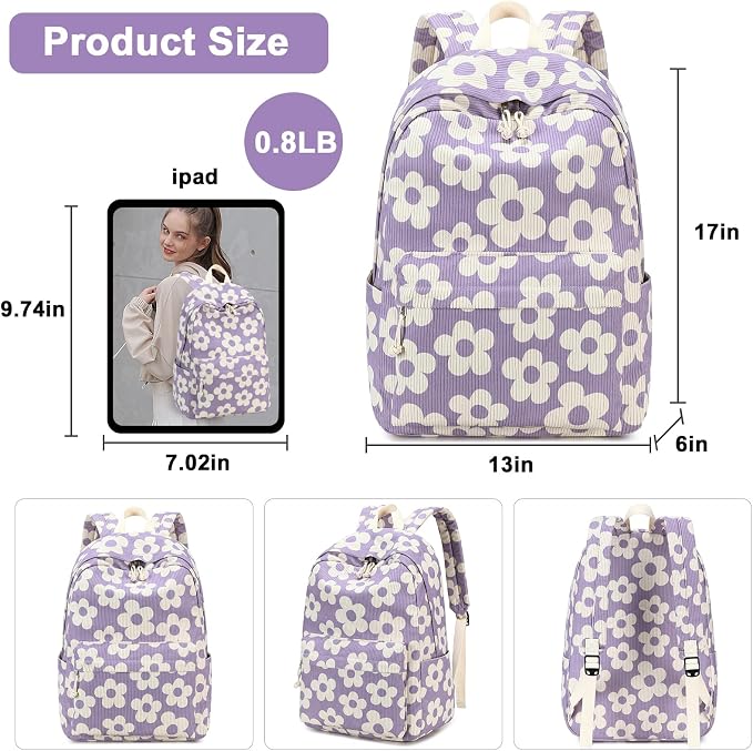 Bluboon School Backpack Set Girls Womens Laptop Bookbag Casual Daypack Fits 15 inch Laptop with Lunch Tote Bag and Pencil Bag