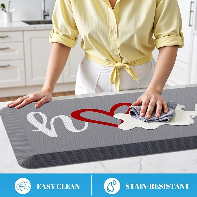 HappyTrends Kitchen Mat Cushioned Anti-Fatigue Rug Non-Slip Kitchen Rugs Stain Resistant Ergonomic Comfort Mat for Floor, Office, Sink, Laundry (17.3"x 28", Grey)