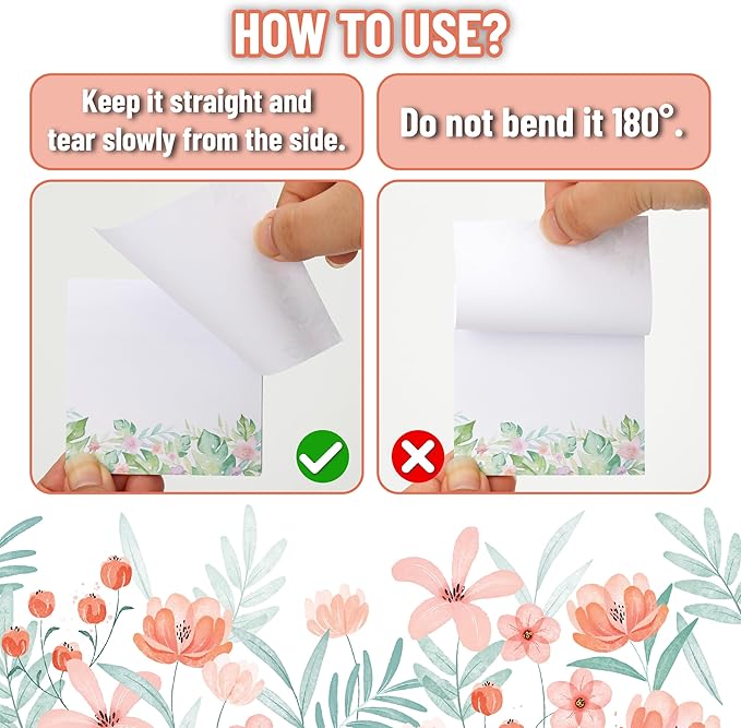 Mr. Pen- Wildflower Sticky Notes, 3"x3", 6 Pack, 300 Sheets | Untamed Flora Sticky Notes, Self-Stick Note Pads, Adorable Memo Pads for Journal, Planners, Office, School, Home
