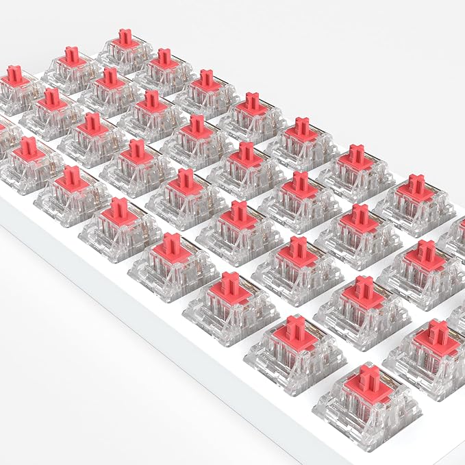 ZhouWang Burgundy Linear Switch, 3-Pin, 50gf, Pre-Lubricated, Dustproof Linear Switch, Suitable for RGB and Mechanical Gaming Keyboards, MX Mechanical Keyboards (90PCS)