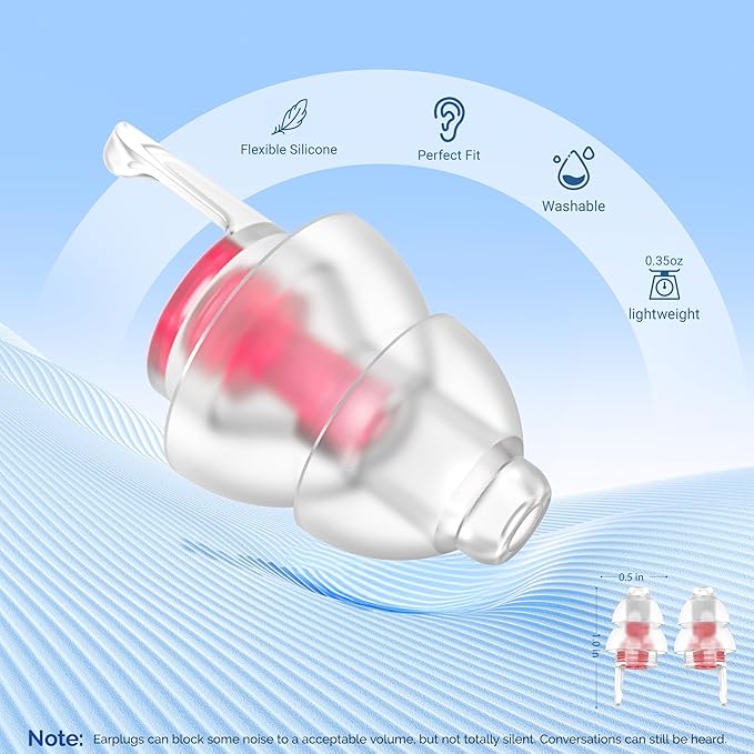 Kids Earplugs (6-12 yrs) – Pressure Relief Airplane Ear Protection for Children Adults with Small Ear Canals, Reusable Noise Sensitivity Ear Plugs for Home, School, Playtime & Beyond– 25dB