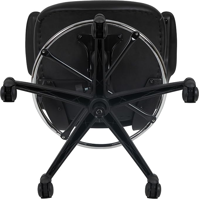 Flash Furniture Kelista Mid-Back Swivel Office Chair with Adjustable LeatherSoft Seat Height, Ergonomic Mesh Chair with Flip-Up Arms, Black | Leather soft Seat, Mid-Back, Flip-Up Arms, Mesh Back, Adjustable Foot Ring