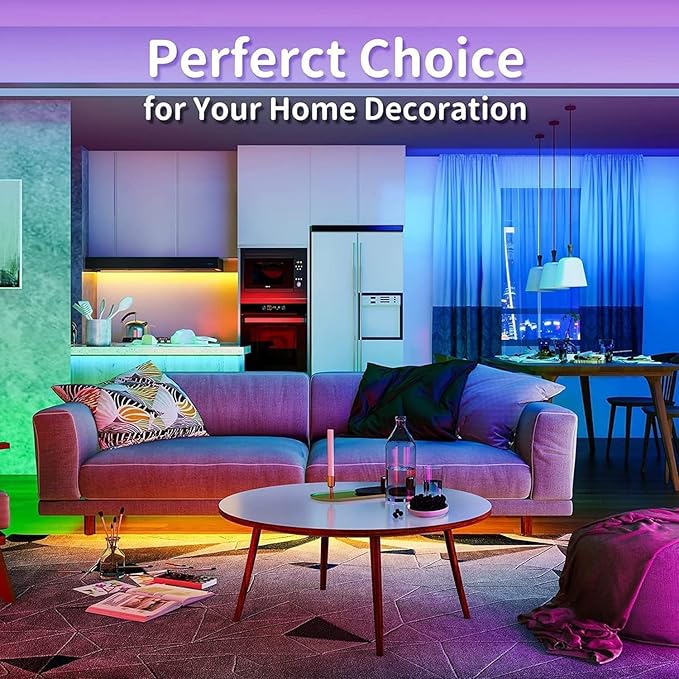Tenmiro 50ft Led Strip Lights, Smart Led Lights Strip Music Sync Color Changing Lights App Control and 23keys Remote, Led Lights for Bedroom Party Home Decoration
