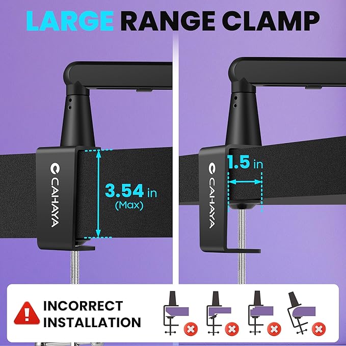 CAHAYA Mic Stand Boom Arm - Low Profile Adjustable Microphone Arm Stand with 3.5" Extension Pole Desk Clamp Screw Adapter for Streaming Gaming Black