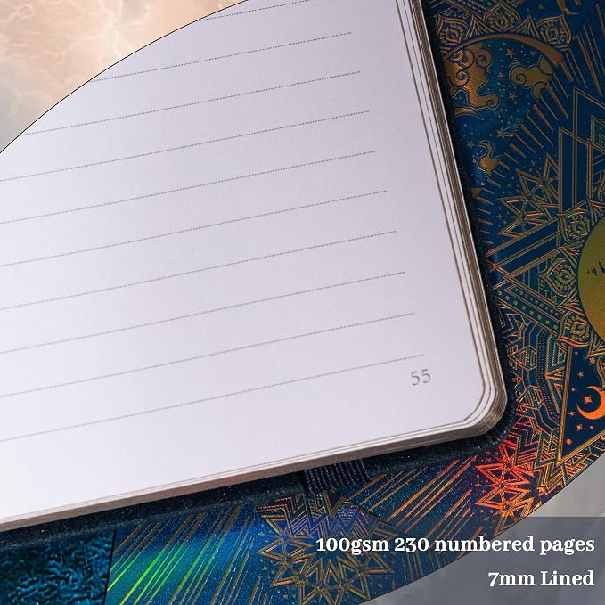 TIEFOSSI B5 Lined Journal, College Ruled Notebook for Women Men, Hardcover Notebooks for Writing Journaling, 100 GSM Thick Paper, 230 Numbered Pages with Silver Edges