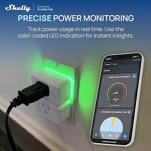 Shelly Smart Plug UL, WiFi, Bluetooth, Zigbee, Matter Outlet with Power Metering, Works with HomeKit, Google Home, Alexa, Home Assistant, Smart Socket, Easy Setup (4, White)