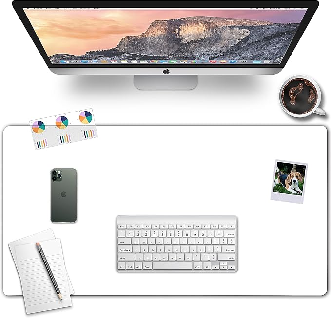 Clear Desk Mat on top of desks - 32 x 16 inches - Clear Transparent Plastic Desk Protector - Desk Writing Mat for Office and Home