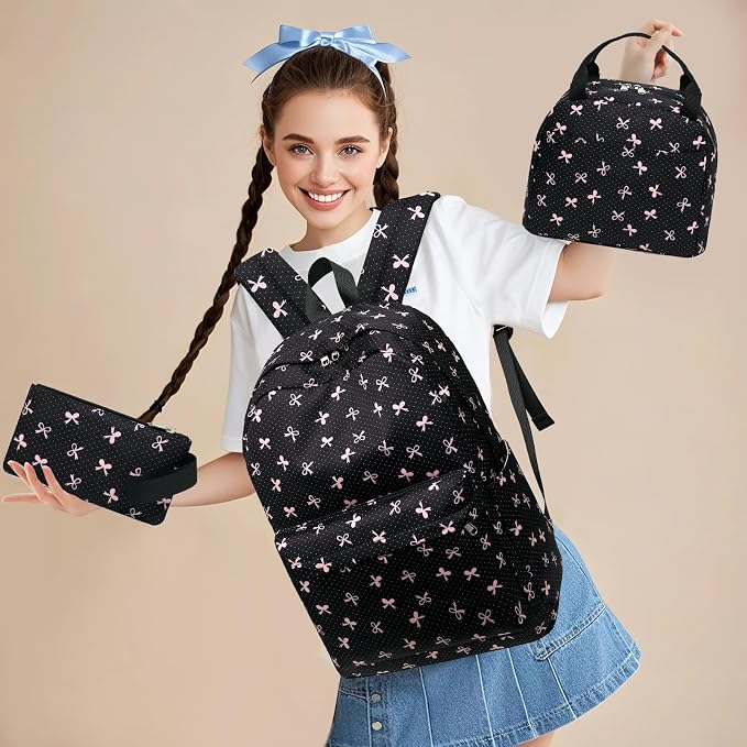 LEDAOU Backpack for Girls School Bag Kids Bookbag Teen Backpack Set Daypack with Lunch Bag and Pencil Case | Kids