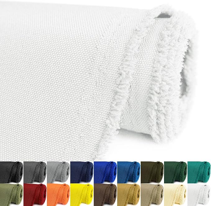 Waterproof Canvas Fabric by The Yard 58inch 600D Upholstery Material Polyester Fabric Outdoor Water Resistant Fabric for Sewing Chair Patio Cushion Purse Bag Interior, 15 Yard White
