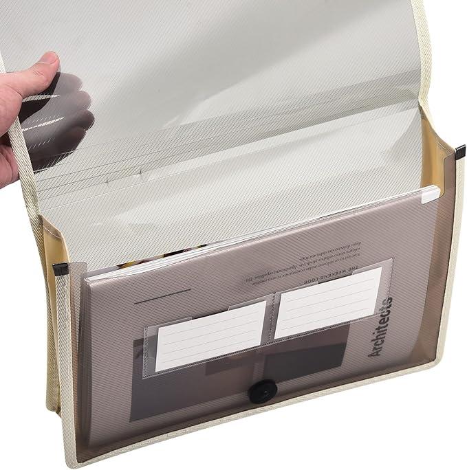Expanding File Folder Document Organizer with Elastic Cord & Button Closure, Letter Size, 2.8" Expansion, Letter A4 Expandable File Folder for Home School Office Organization, 5 Pack