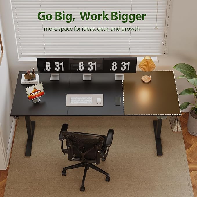 Agilestic Electric Standing Desk, 71 x 31.5 Inches Height Adjustable Desk, Sit Stand up for Work Office Home, Ergonomic Rising Computer Table with Memory Preset, Black