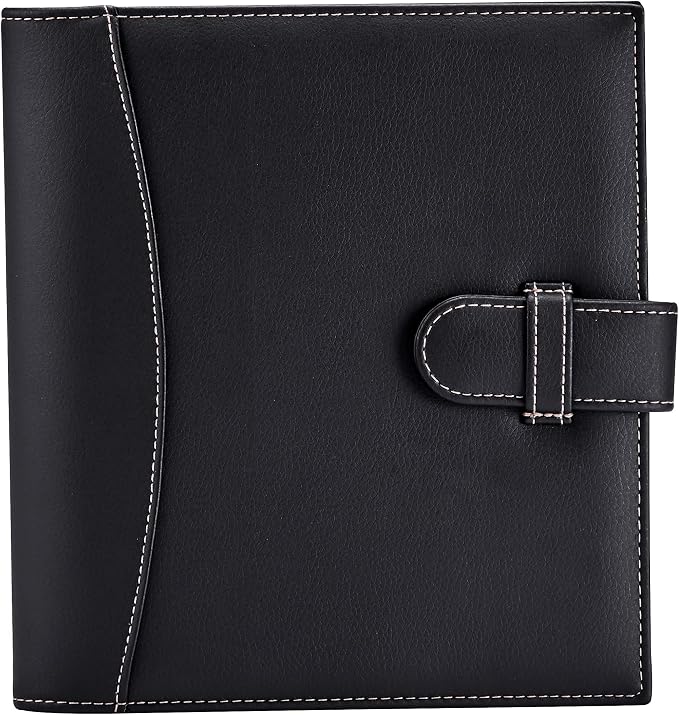 It's Academic Mini Executive Leather Portfolio Folder, 1" Ring Binder and 250-Sheet Capacity, Note Pads, and 5.5"" x 8.5" Documents, 2 Pen Loops, Black Faux Leather (98294)